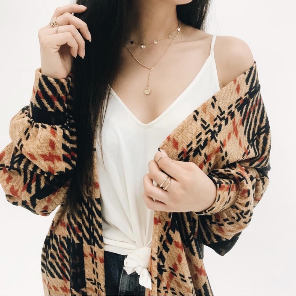 NWOT Lush Plaid Open Front Cardigan